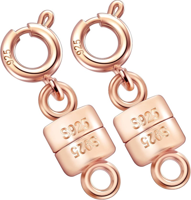Qulltk 925 Sterling Silver Magnetic Necklace Clasps and Closures Mini Bracelets Clasp Converter Gold and Silver Chain Extender for Jewelry Making Supplies - Image 1